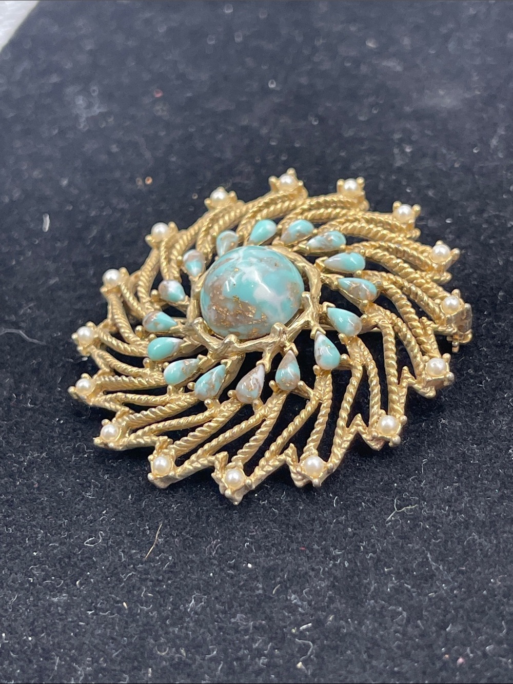 Sarah Coventry Azure Skies Pinwheel Brooch from 1973